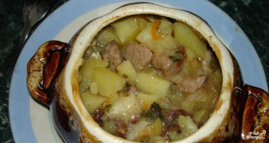 Жаркое в горшочках с мясом и картошкой в духовке рецепт с фото говядина
