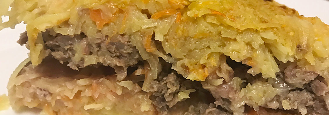 Картофельная бабка с фаршем на сковороде рецепт с фото
